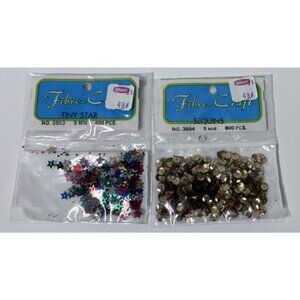 Vtg Craft Sequins: Tiny Stars Multicolor & Gold Sequins 1200 Pieces